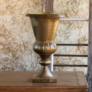 Antiqued Gold Church Urn Set dried flowers  