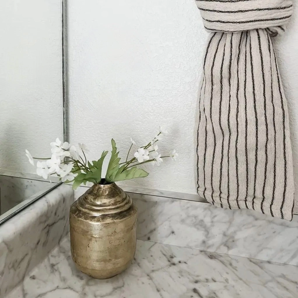Antiqued Gold Metal Bud Vase
