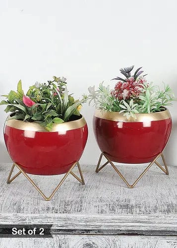 Apple Metal Planter (Set of 2)