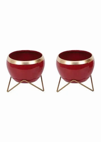 Apple Metal Planter (Set of 2)