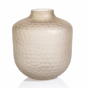 Arosa - Cut Glass Frosted Taupe Large Vase mini ornamental plant  