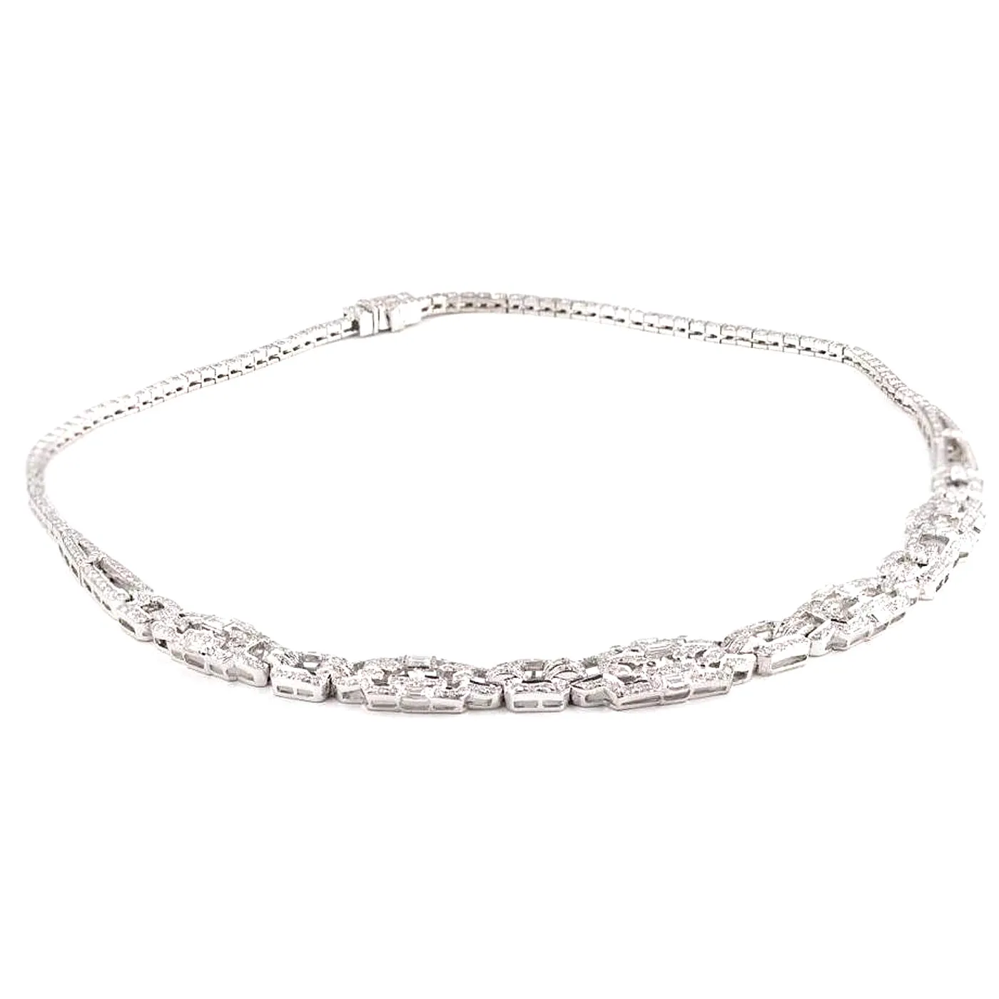 ArtDeco 12.85ctw Platinum Round Emerald Cut Diamond VS1 Clarity Necklace