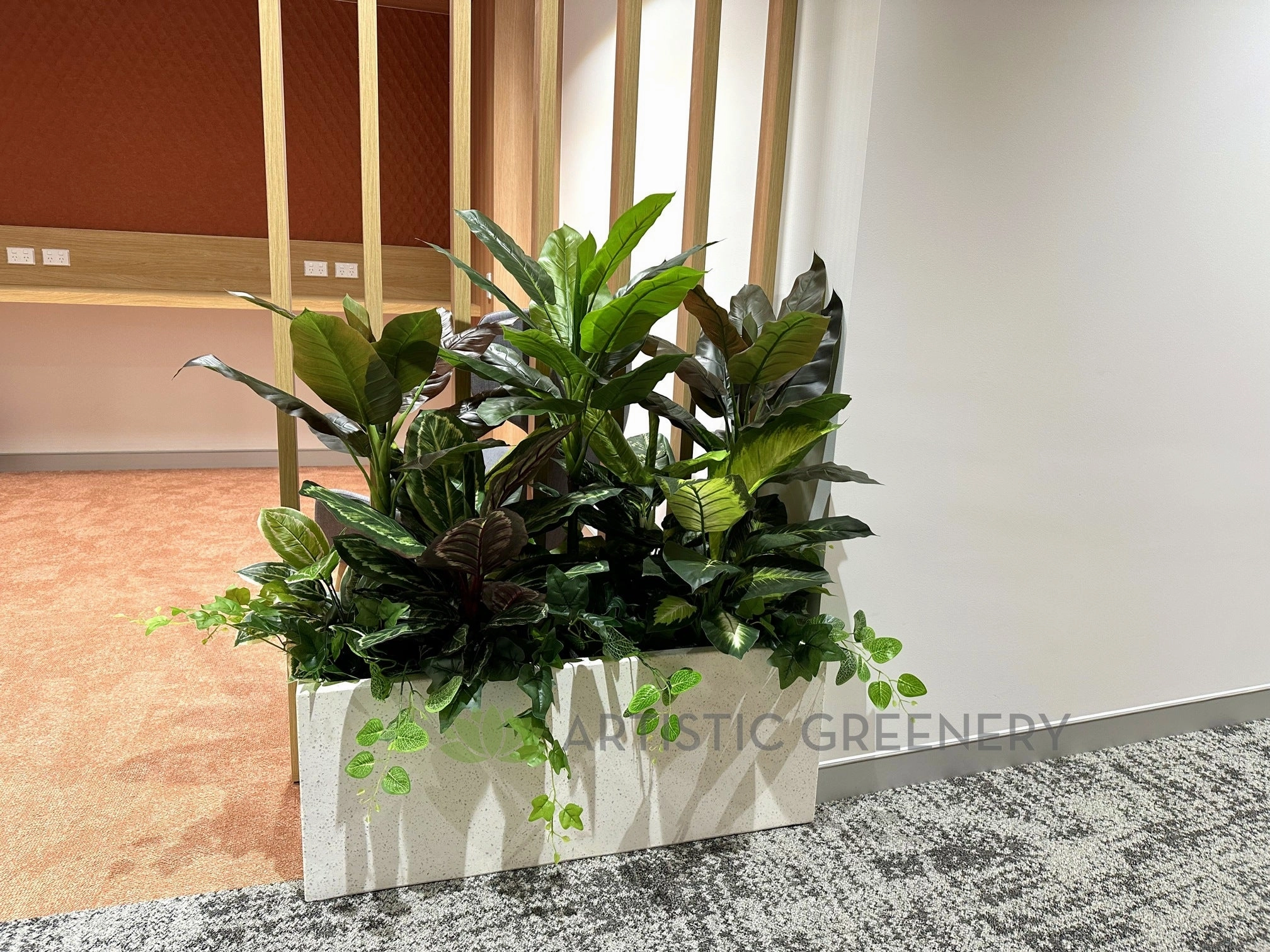Artificial Mixed Plants in Planter Box 120cm Tall ( Ref: State Health)