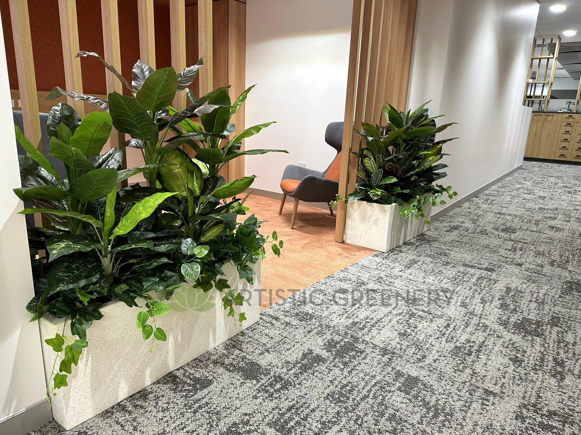 Artificial Mixed Plants in Planter Box 120cm Tall ( Ref: State Health)