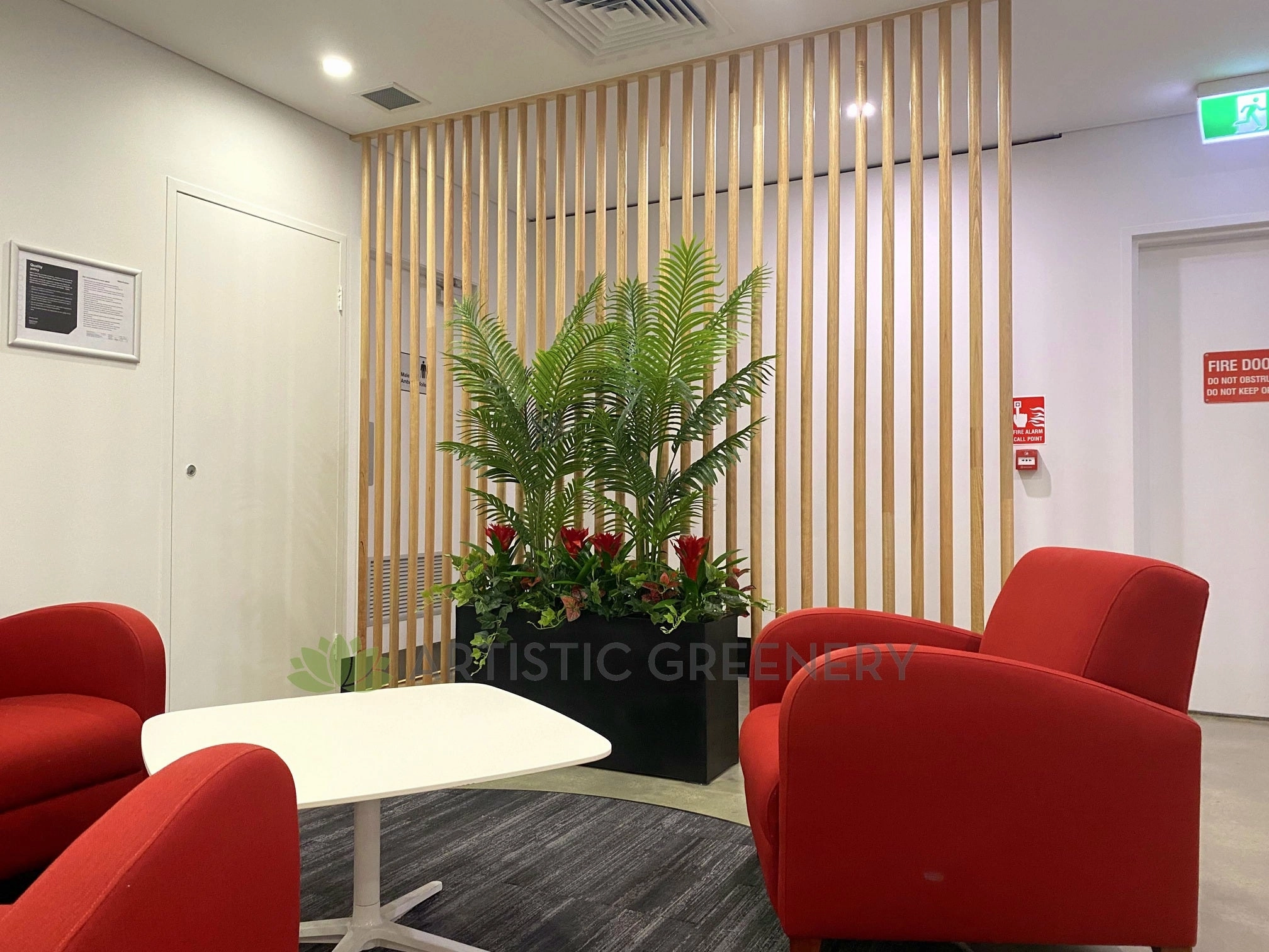 Artificial Palms in Planter Box