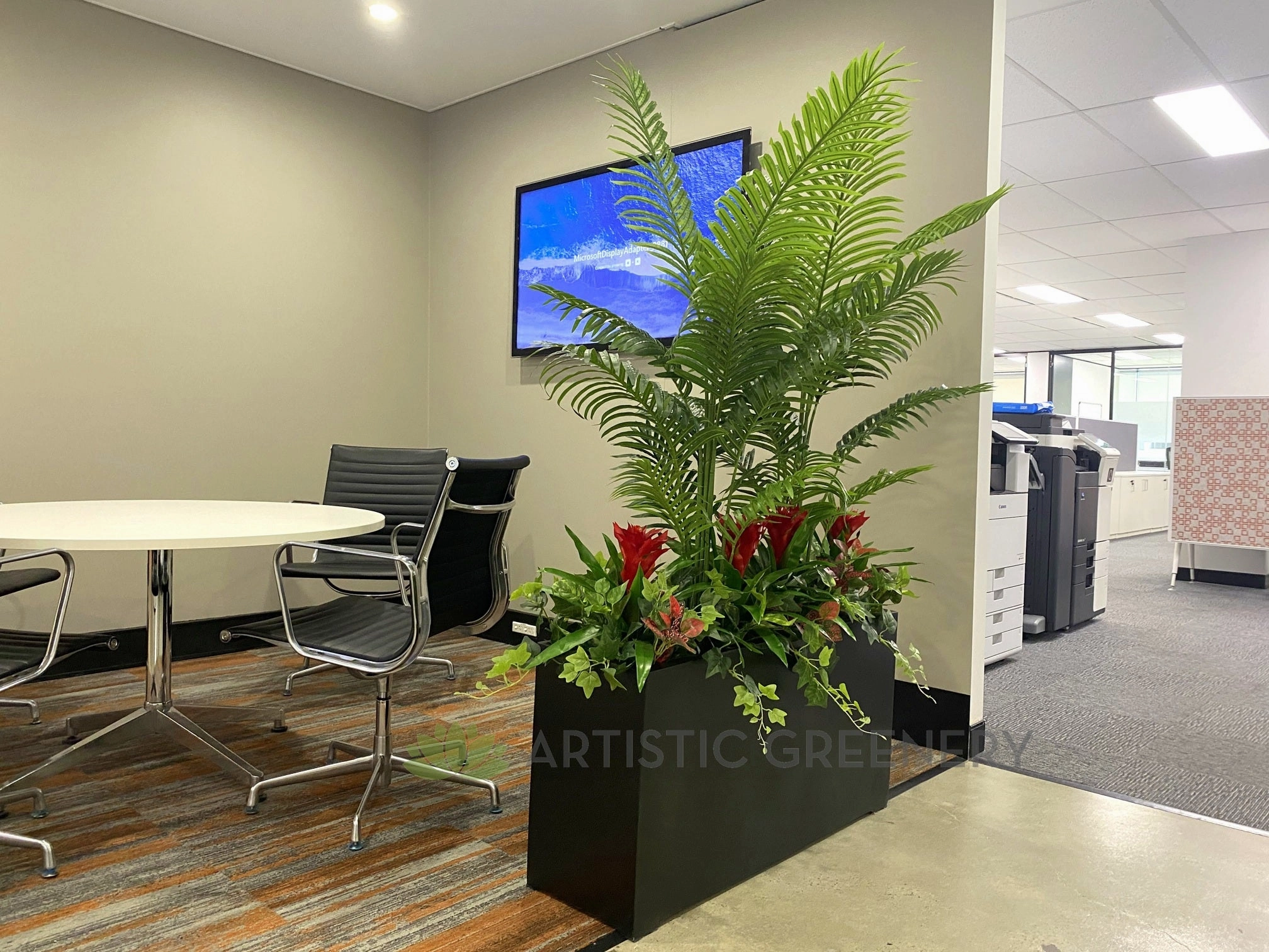 Artificial Palms in Planter Box