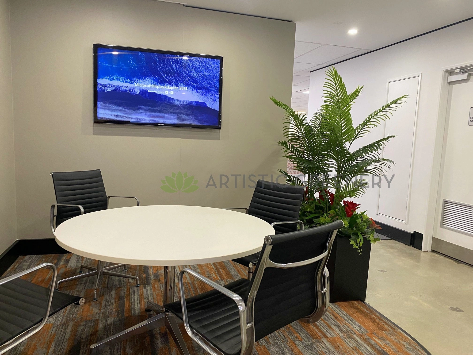 Artificial Palms in Planter Box