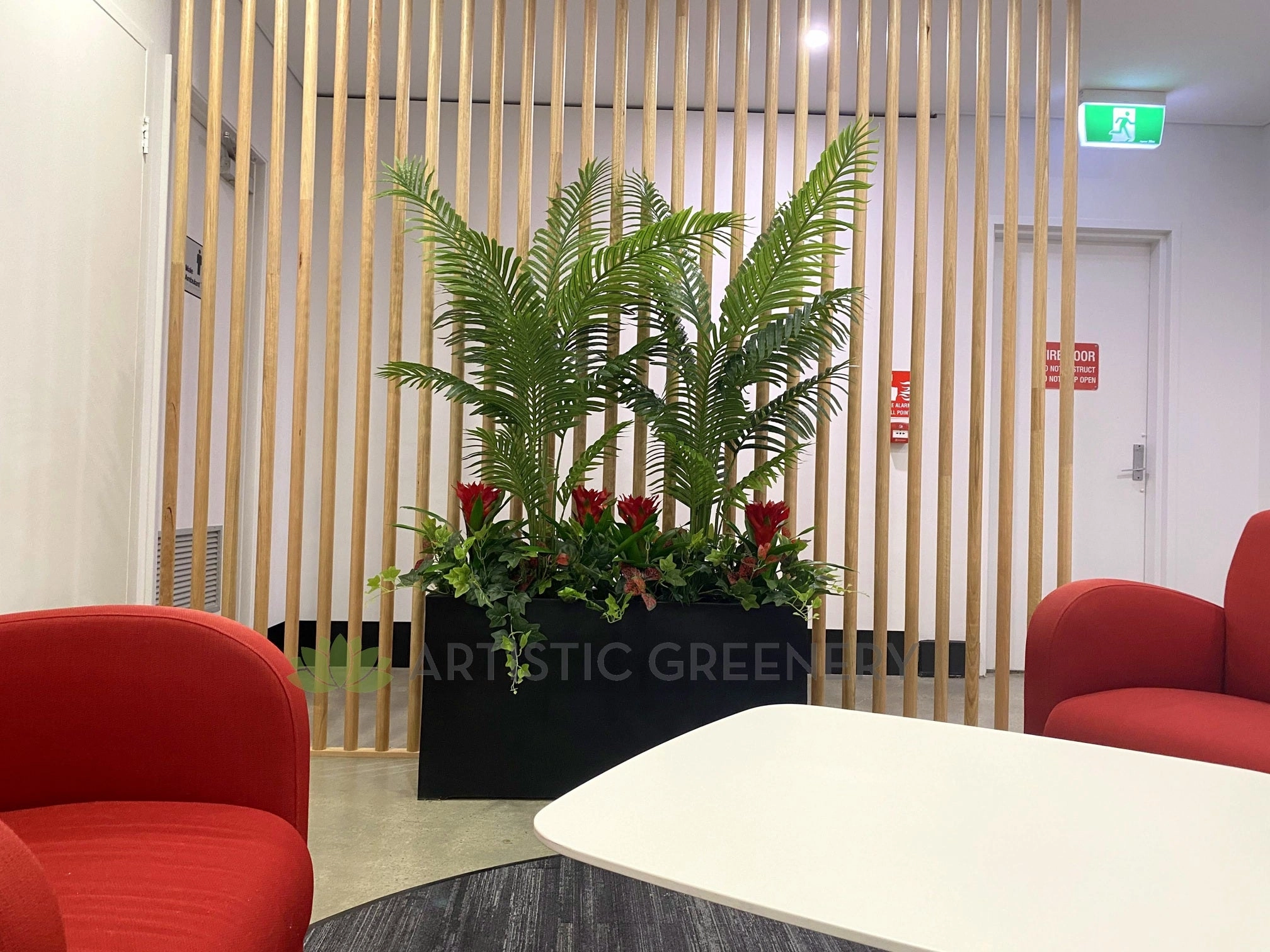 Artificial Palms in Planter Box