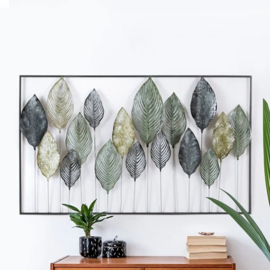 Artiss Metal Wall Art Hanging Sculpture Home Decor Leaf Tree of Life Framed MWA-FR-LEAF-01-BU