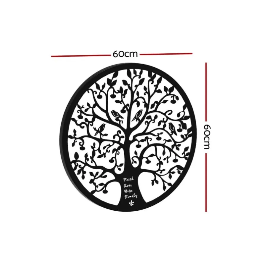 Artiss Metal Wall Art Hanging Sculpture Home Decor Leaf Tree of Life Round Frame MWA-B-ROUN-01-BK