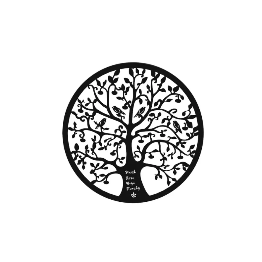 Artiss Metal Wall Art Hanging Sculpture Home Decor Leaf Tree of Life Round Frame MWA-B-ROUN-01-BK