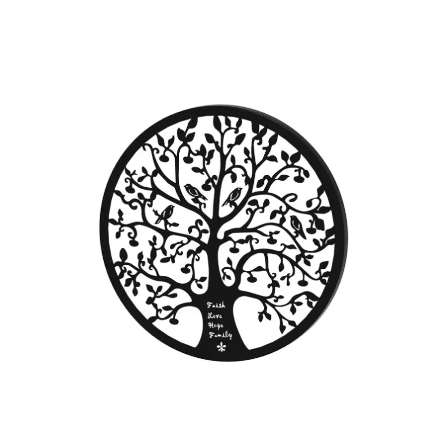 Artiss Metal Wall Art Hanging Sculpture Home Decor Leaf Tree of Life Round Frame MWA-B-ROUN-01-BK