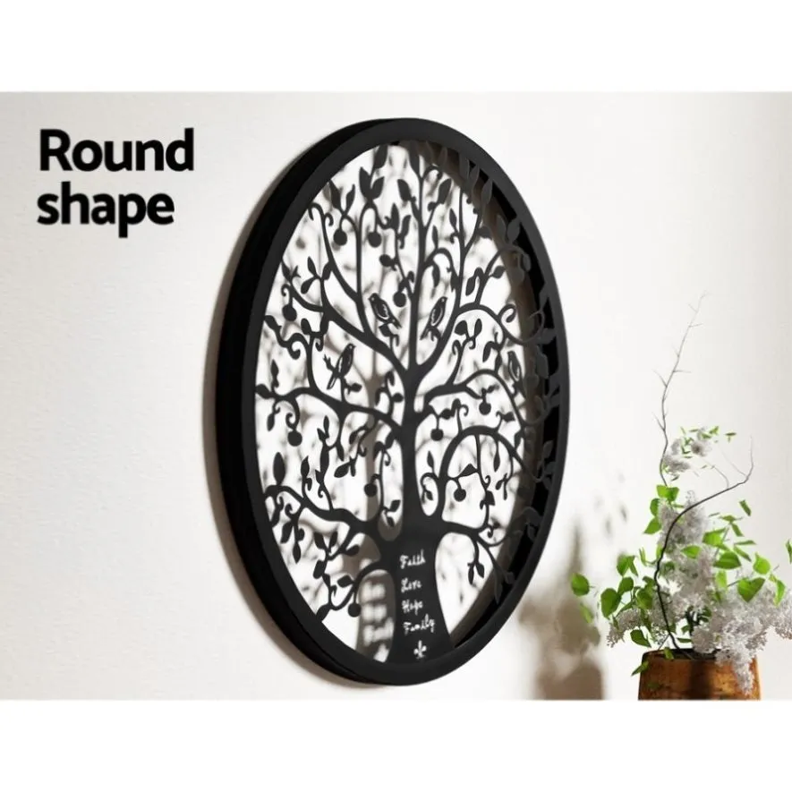 Artiss Metal Wall Art Hanging Sculpture Home Decor Leaf Tree of Life Round Frame MWA-B-ROUN-01-BK