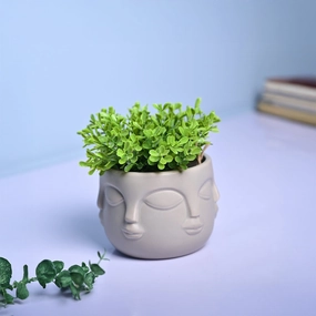 Artistic Grey Ceramic Vase dried green plant  