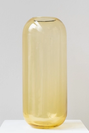 Aurora Pill Vase Amber Large dried green plant  