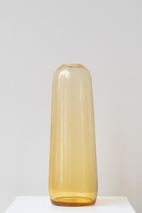 Aurora Pill Vase Amber Small dried green plant  