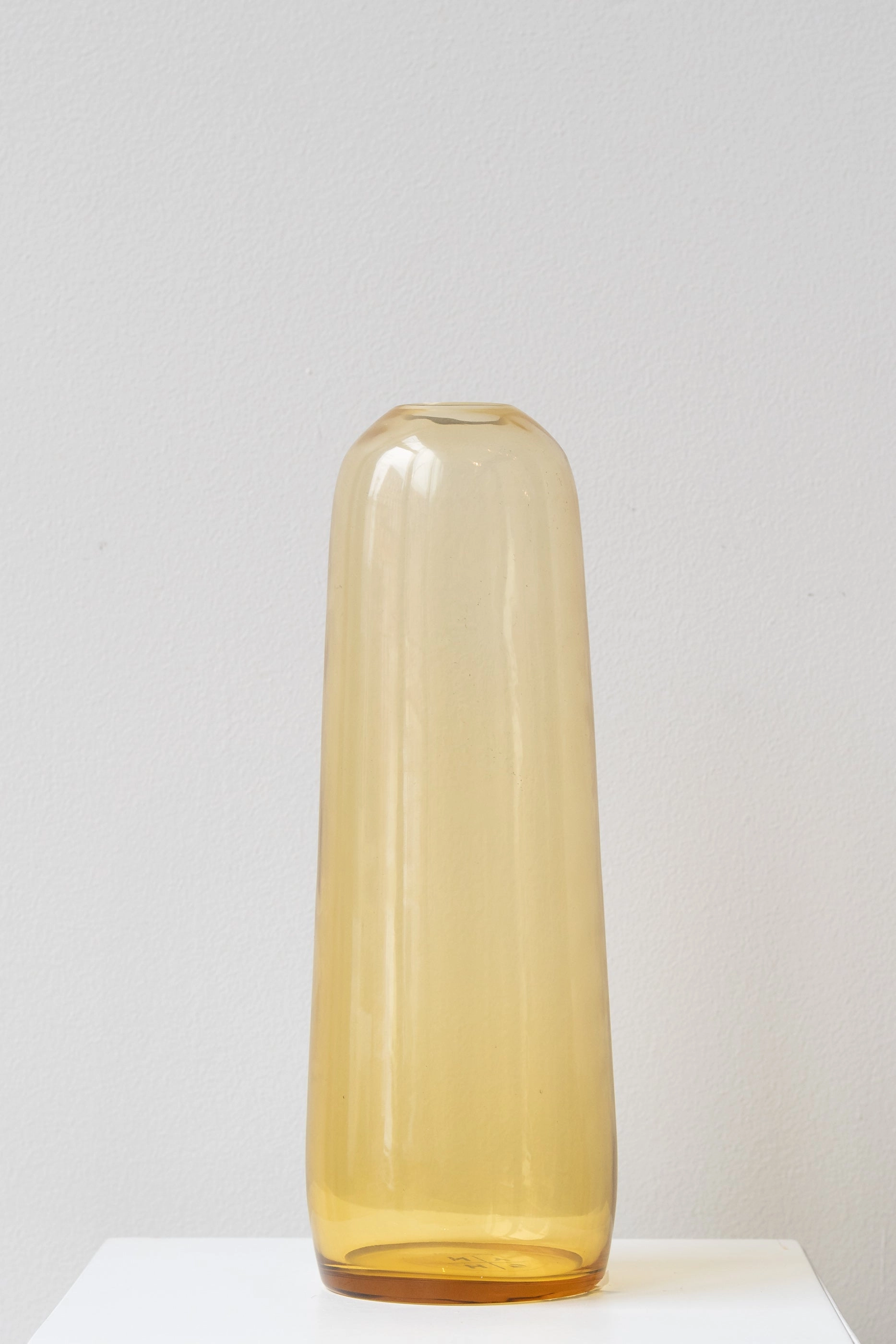 Aurora Pill Vase Amber Small dried green plant  