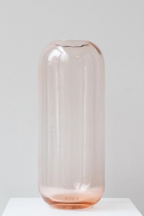 Aurora Pill Vase Blush Large dried green plant  