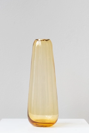 Aurora Slim Drop Vase Amber dried green plant  