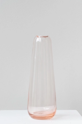 Aurora Slim Drop Vase Blush dried green plant  