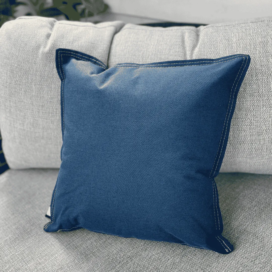 B Cushion - Dark Denim dried flowers  