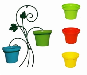 Balcony Decor Metal Planters with Hanger (Set of 2) classic flowerpot  