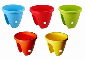 Balcony Railing Pots (32x32x30 cm), Set of 3 ceramic planter  
