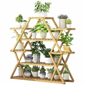 Bamboo Multilayer Flower Plant Bonsai Rack Shelf Stand Porch Lawn Patio V63-837881 cactus succulent plant  