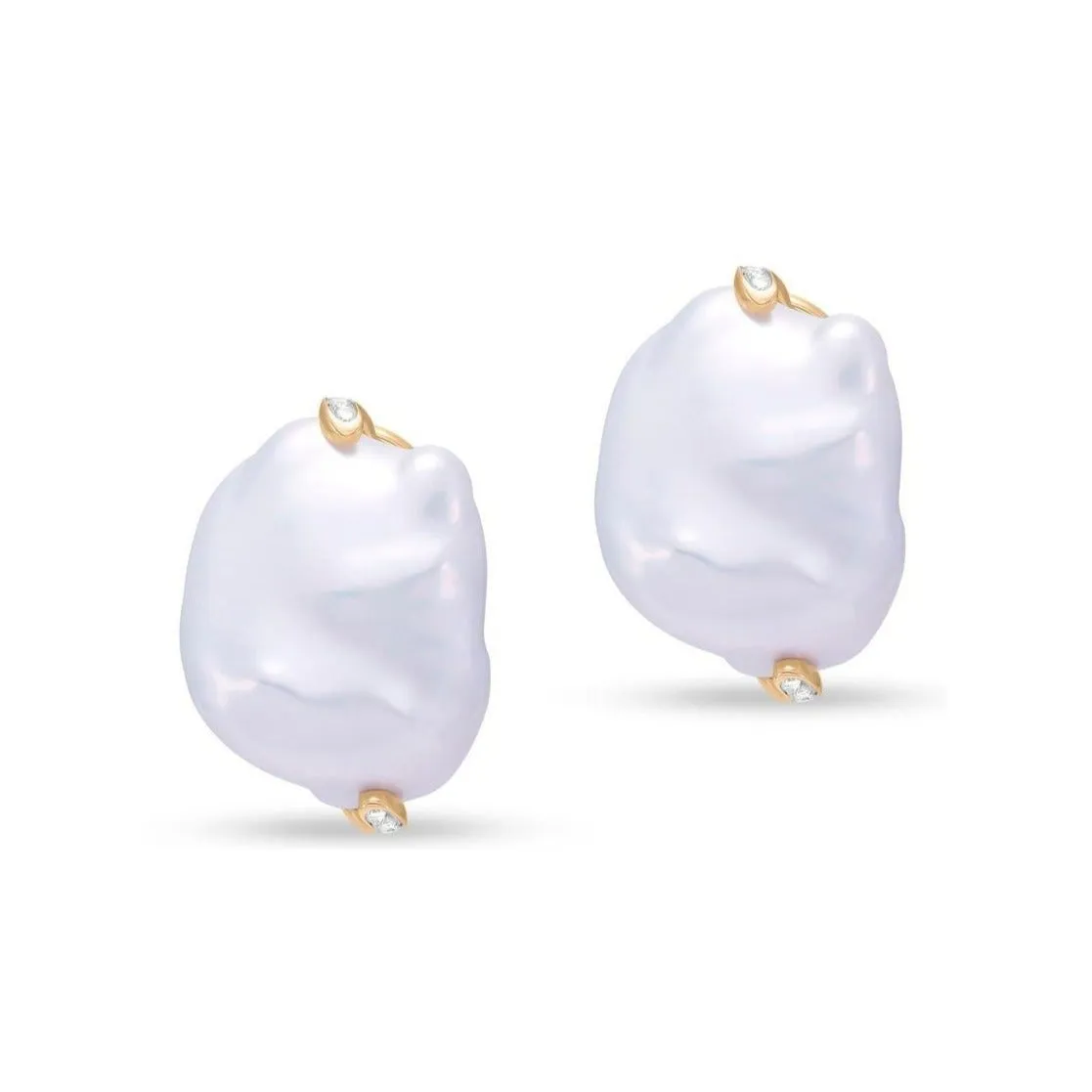 Baroque Pearl & Diamond Earrings