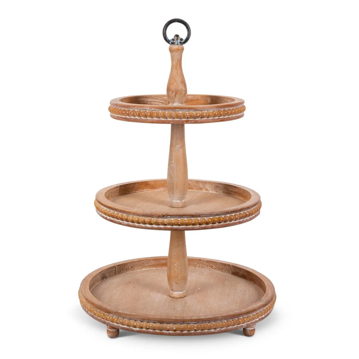 Beaded Three Tier Wood Display Stand