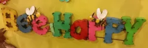 Bee Happy Colorful Sign decorative plants  