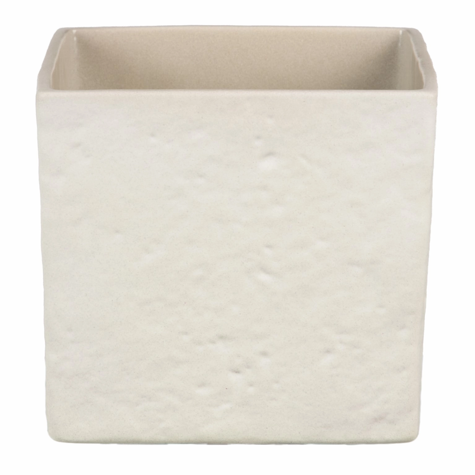 Beige Sqaure Indoor Ceramic Cover Pot Creme Stone (970) tall green plant  