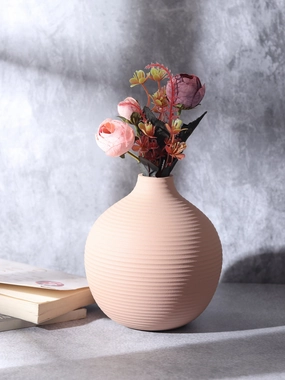 Bella Peach Enamel Vase outdoor greenery  