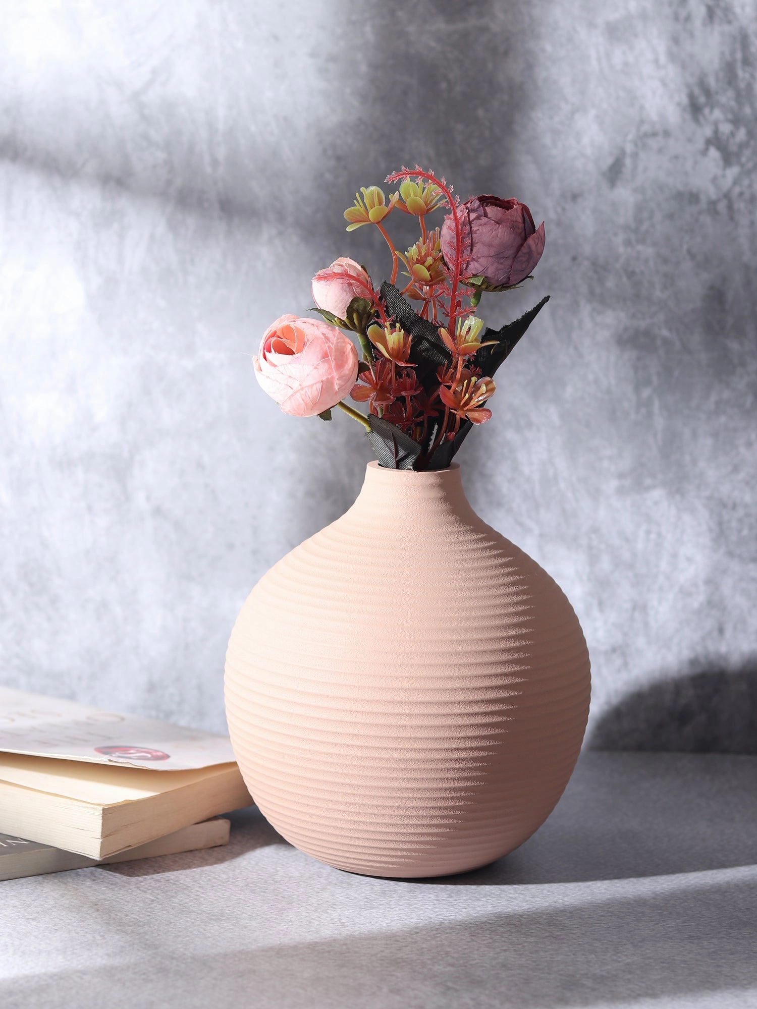 Bella Peach Enamel Vase outdoor greenery  