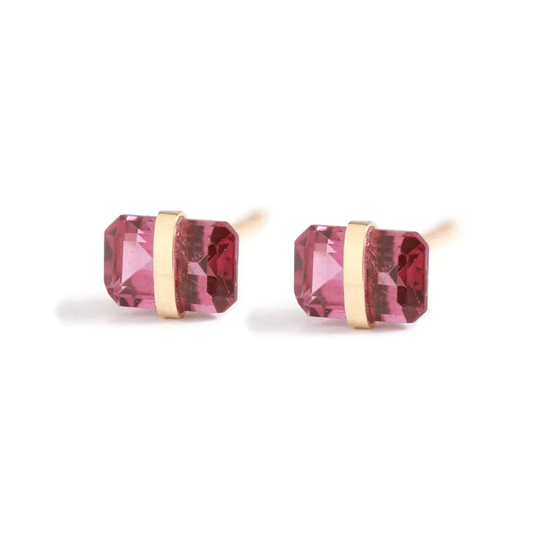 Bezel-Wrapped Garnet Stud Earrings