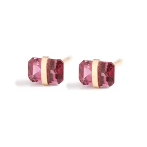 Bezel-Wrapped Garnet Stud Earrings