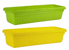 Big Rectangular Planter (Green & Yellow), Set of 2 classic flowerpot  