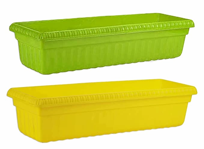 Big Rectangular Planter (Green & Yellow), Set of 2 hanging green plant  