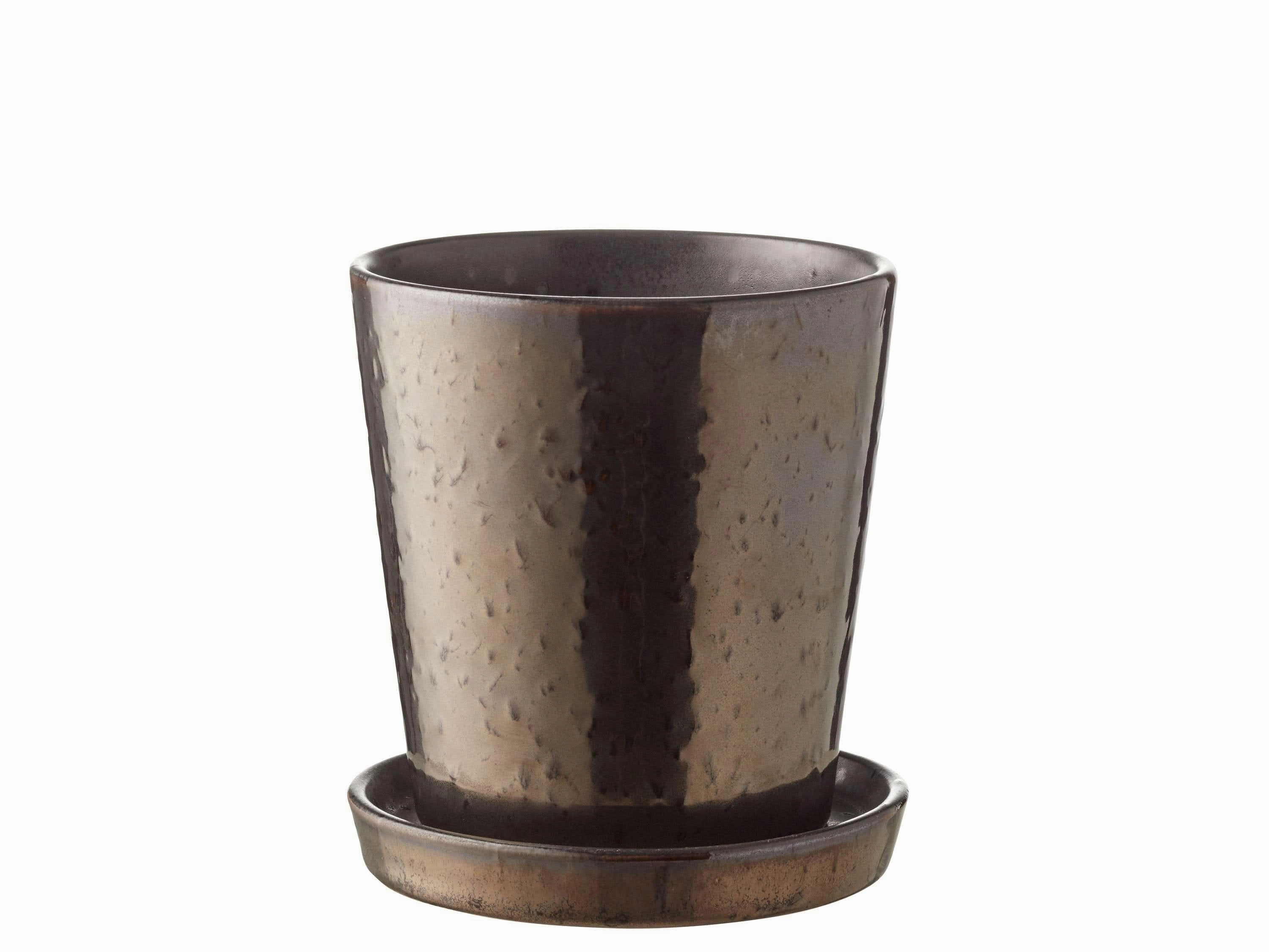 Bitz Planter Black/Bronze, ?10 Cm dried green plant  