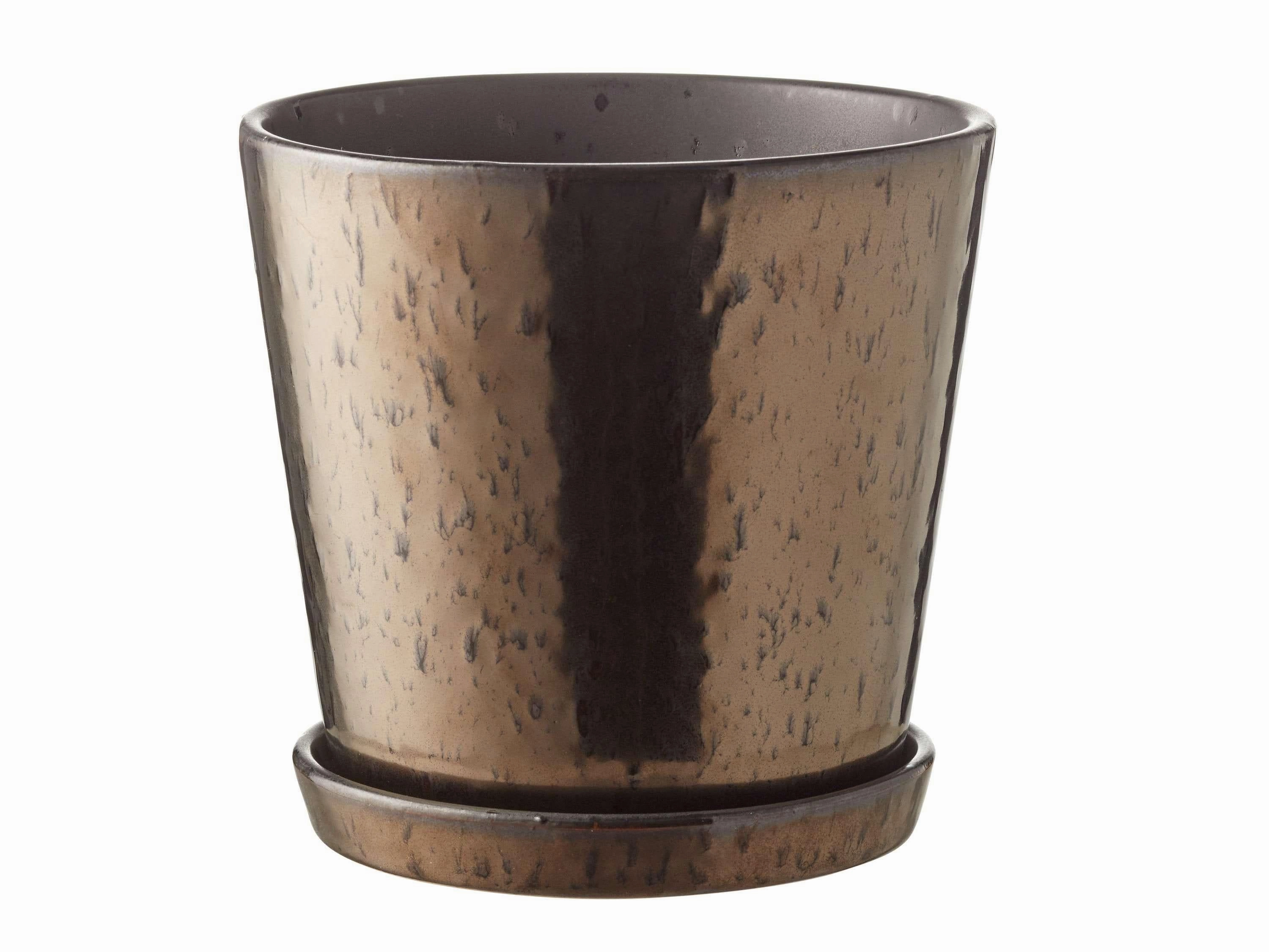 Bitz Planter Black/Bronze, ?14 Cm dried green plant  
