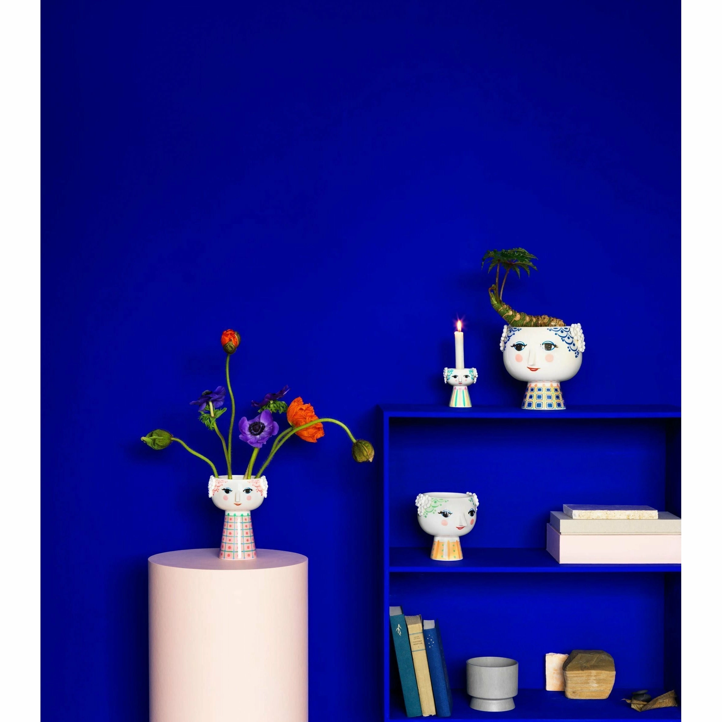Bj?rn Wiinblad Eva Planter With Foot Large, Blue