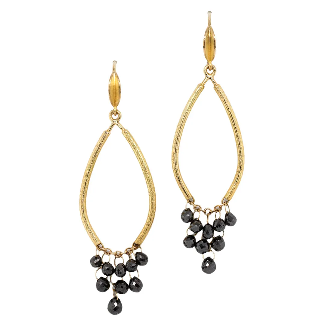 Black Diamond Briolette Arch Earrings