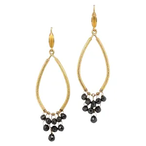 Black Diamond Briolette Arch Earrings