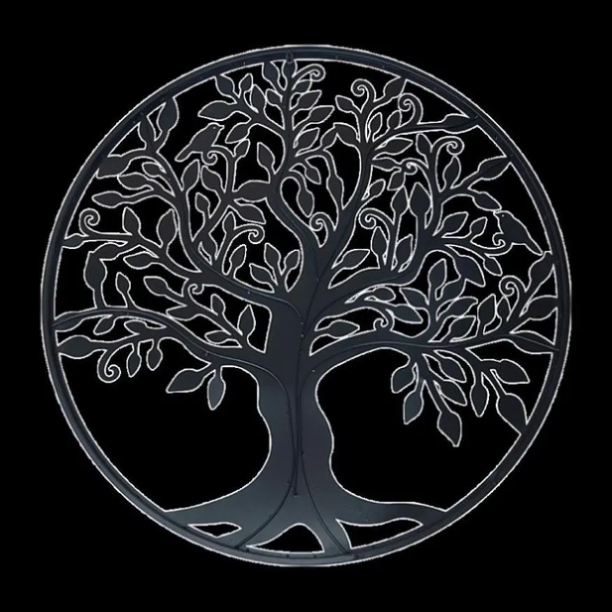 Black Tree of Life Wall Art Hanging Metal Iron Sculpture Garden 60cm V63-822651