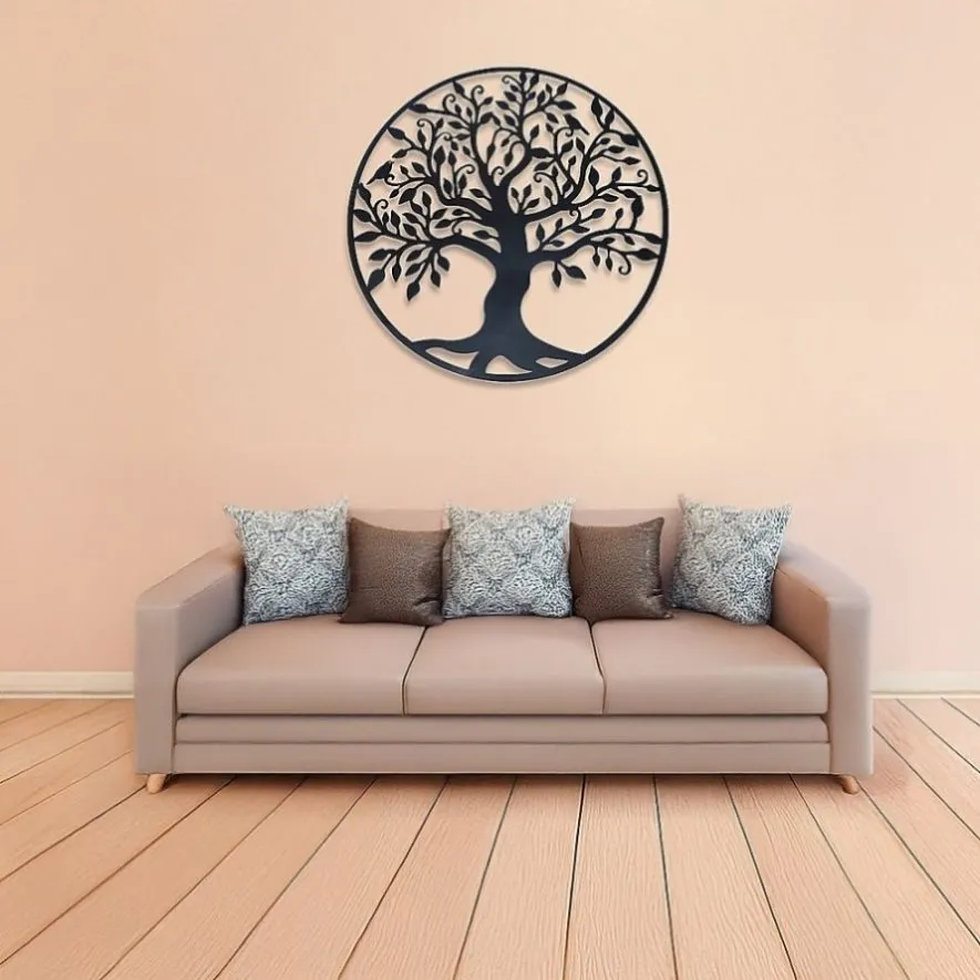 Black Tree of Life Wall Art Hanging Metal Iron Sculpture Garden 99cm V63-822661