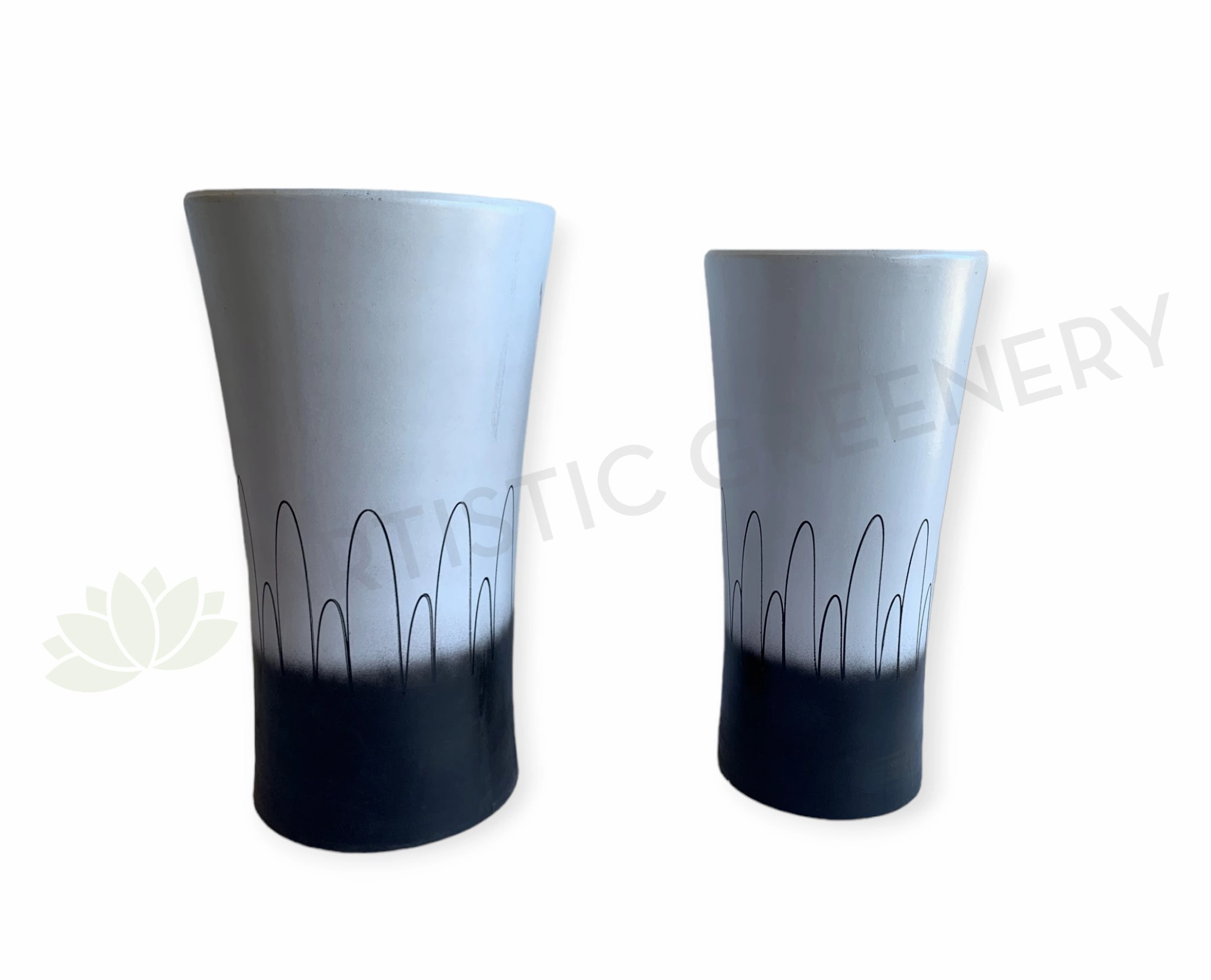 Black & White Paint Round Planter / Pot - Ceramic CER0025 outdoor greenery  
