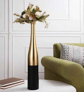 Black And Gold Champagne Large Bottle Vase, outdoor greenery  