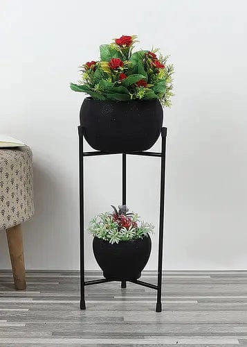 Black Apple Planter, Double Layered (Set of 2) hanging green plant  