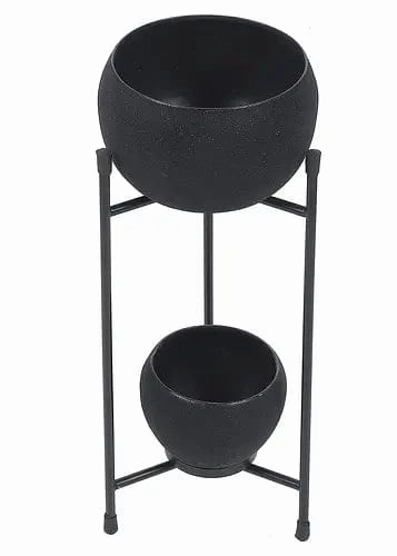 Black Apple Planter, Double Layered (Set of 2)