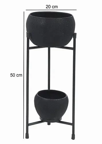 Black Apple Planter, Double Layered (Set of 2)